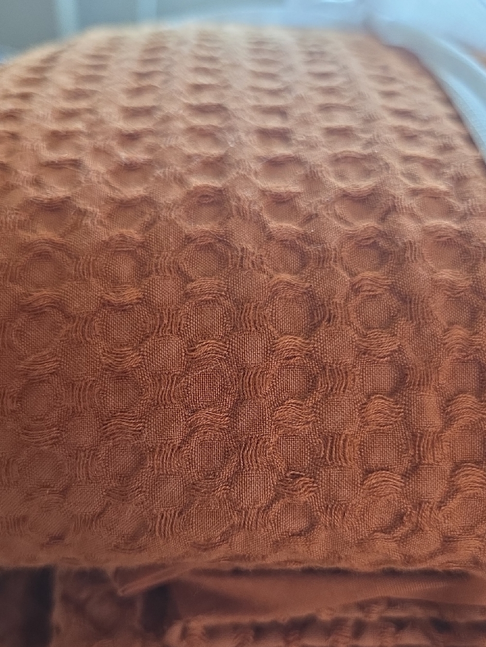 Quince Luxe Waffle King Size Duvet Cover Set In Terracotta  New - Picture 8 of 11